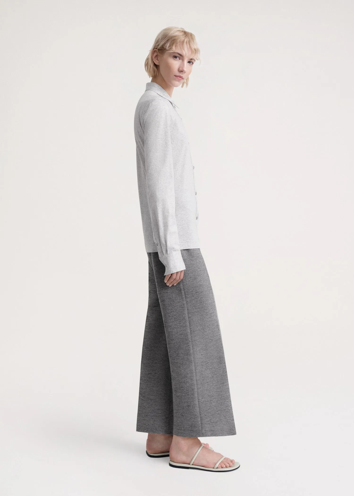 Slim cotton-jersey shirt grey mélange sold by Toteme product image thumbnail 2