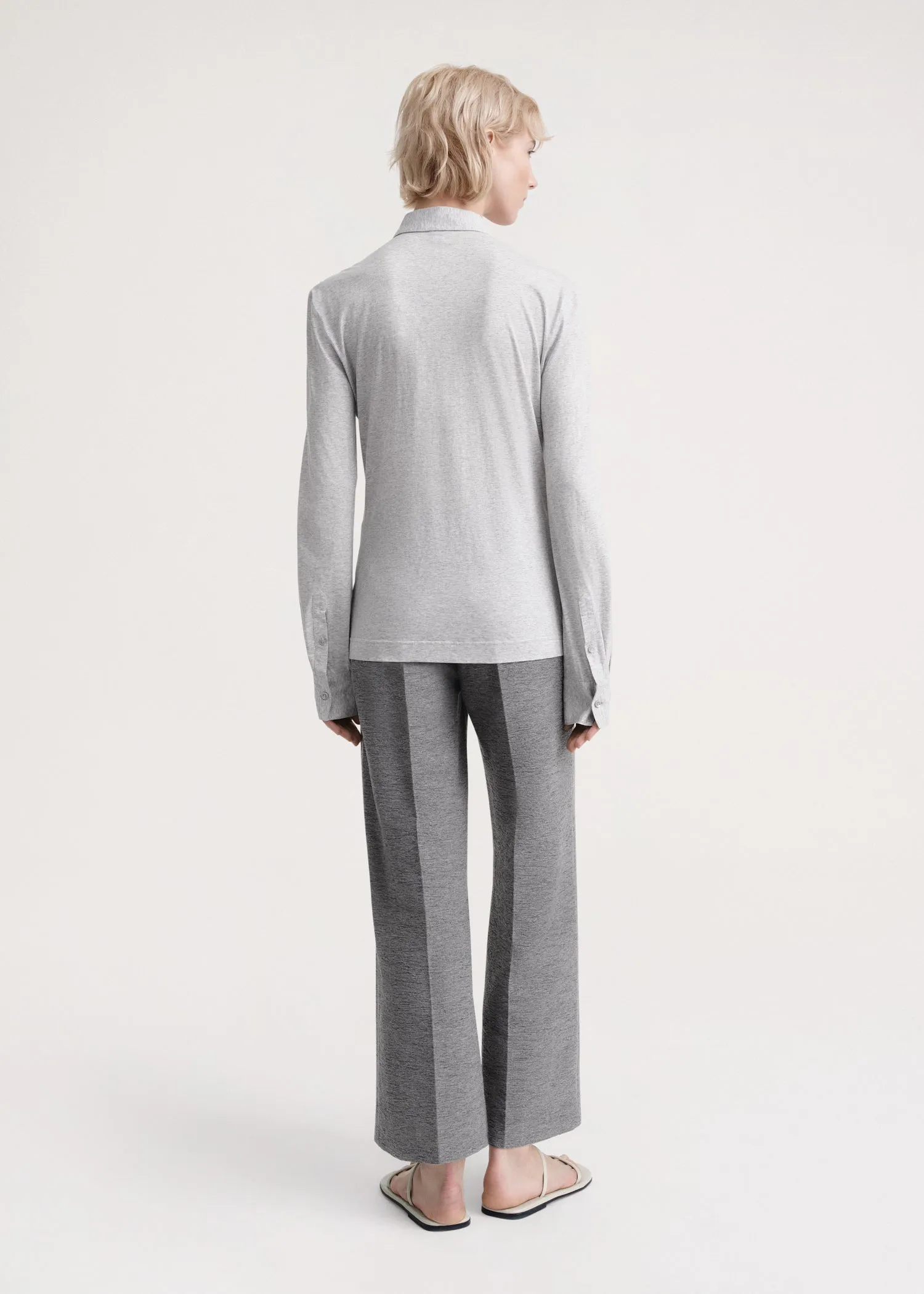 Slim cotton-jersey shirt grey mélange sold by Toteme product image thumbnail 3