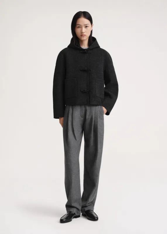 Felted duffle jacket dark grey melange sold by Toteme