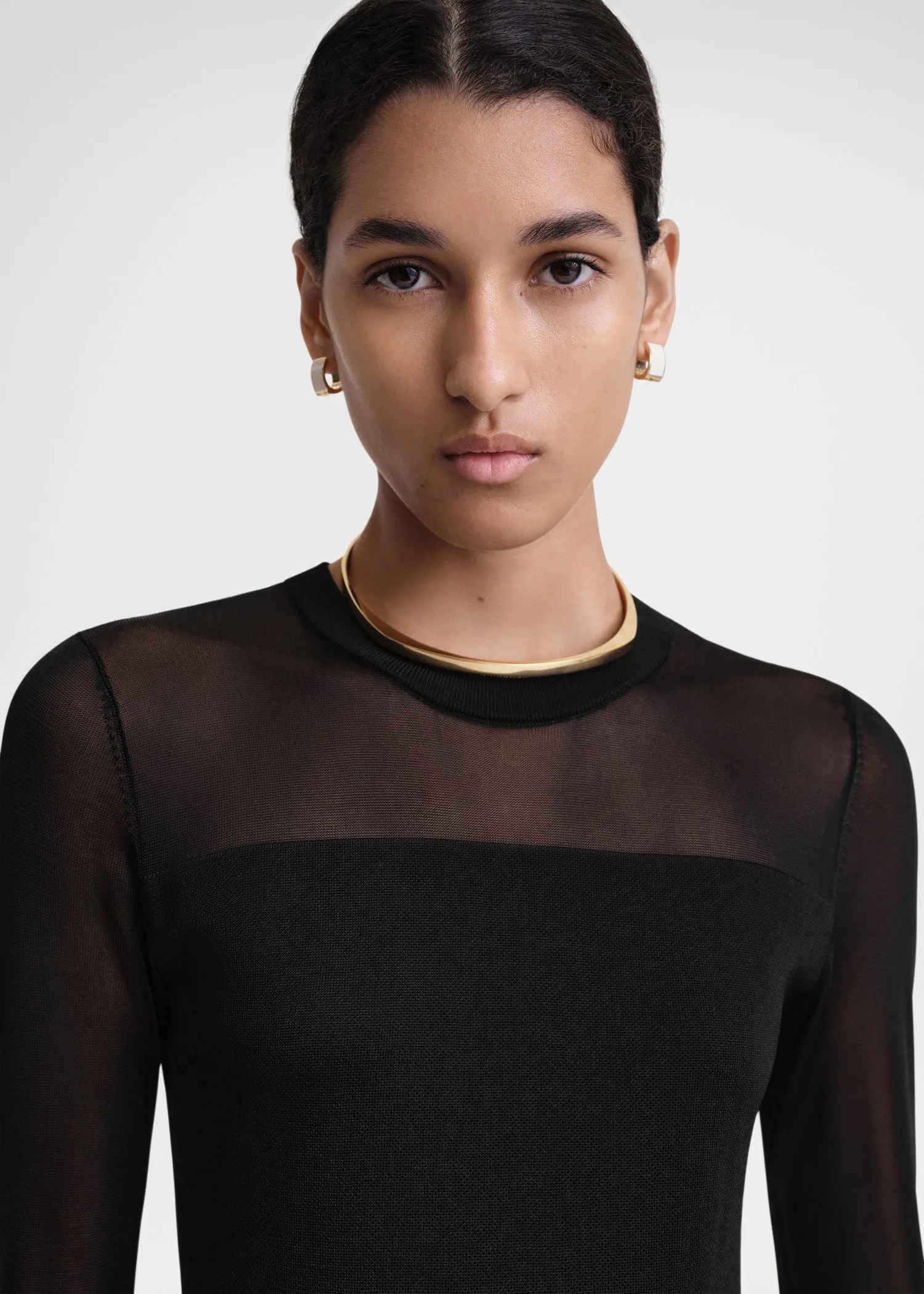 Semi-sheer knitted cocktail dress black sold by Toteme product image thumbnail 4