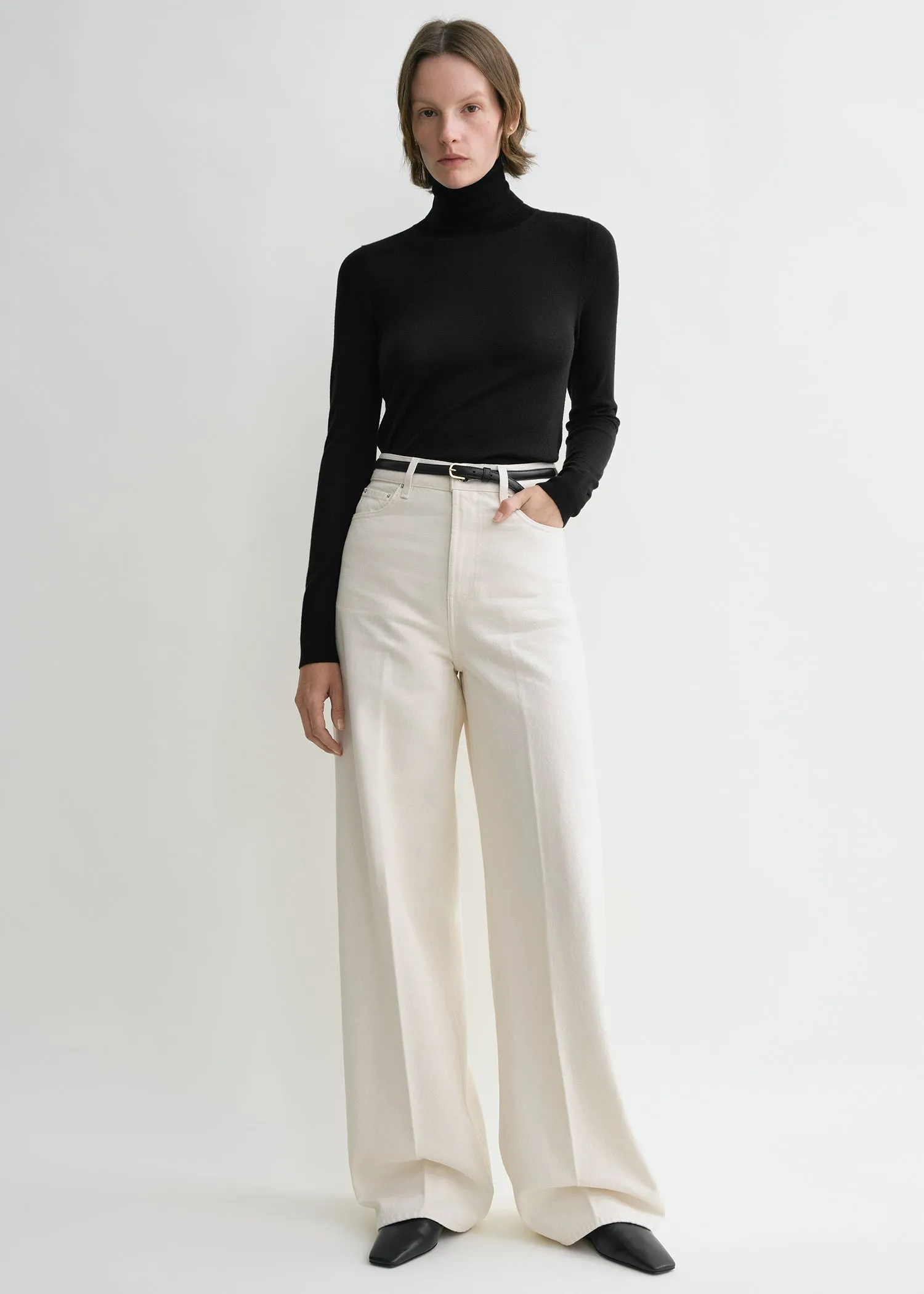 Wide leg denim ecru sold by Toteme