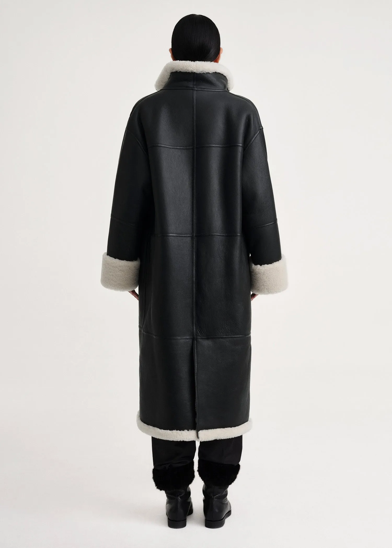 Signature shearling coat black/off-white sold by Toteme product image thumbnail 3