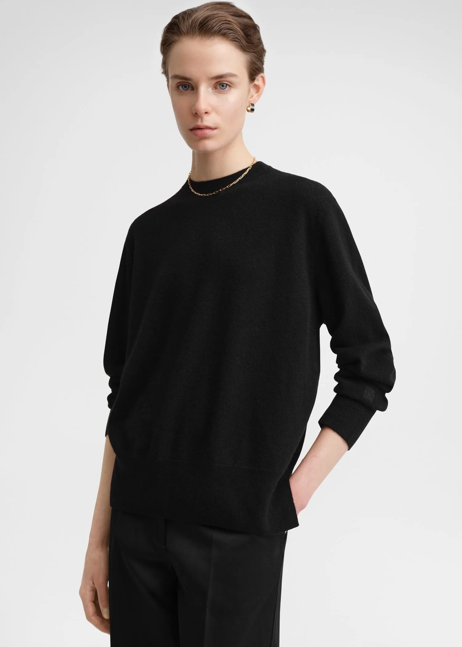 Crew-neck cashmere knit black sold by Toteme product image thumbnail 4