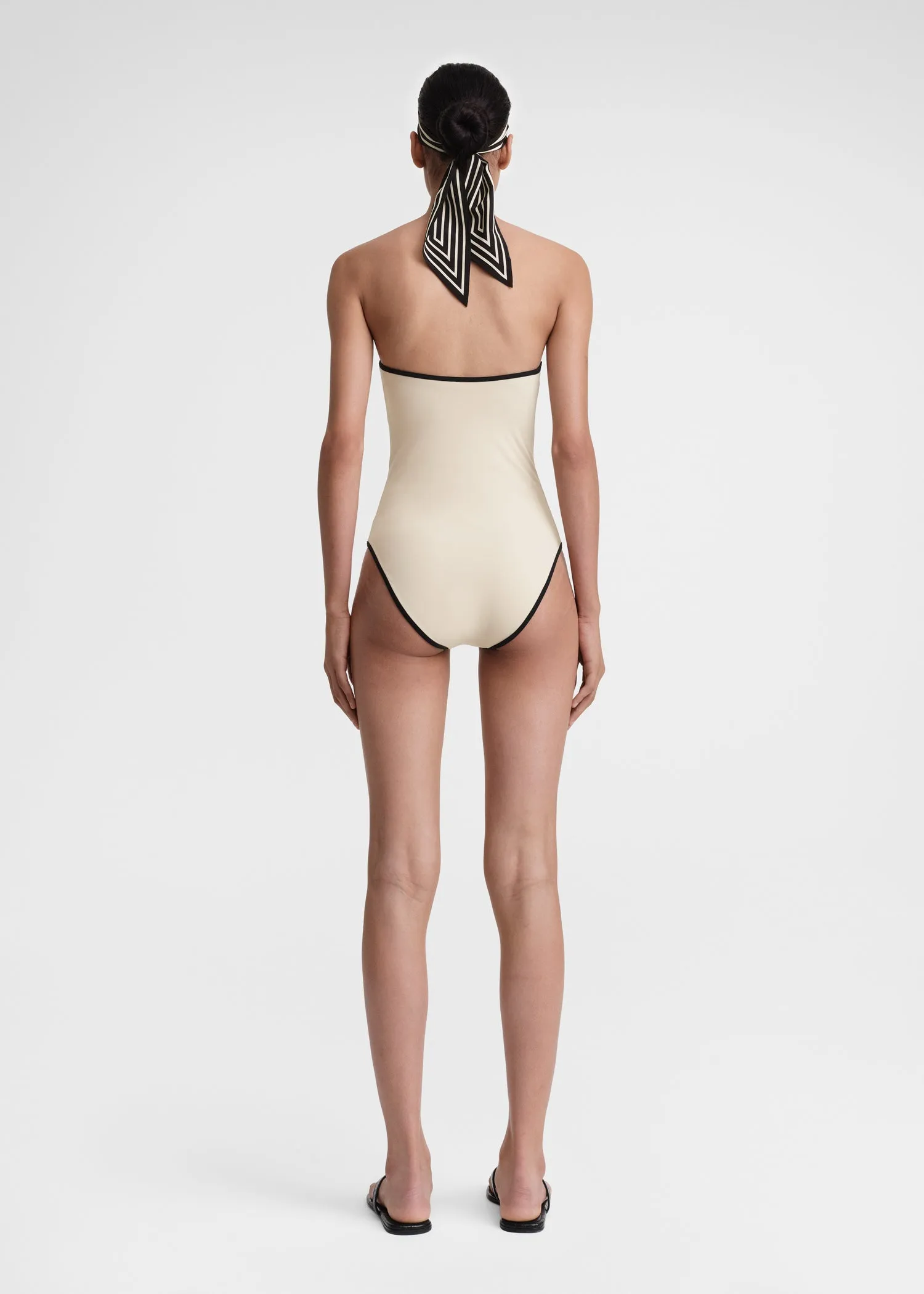 Stripe edge strapless swimsuit light hay sold by Toteme product image thumbnail 3
