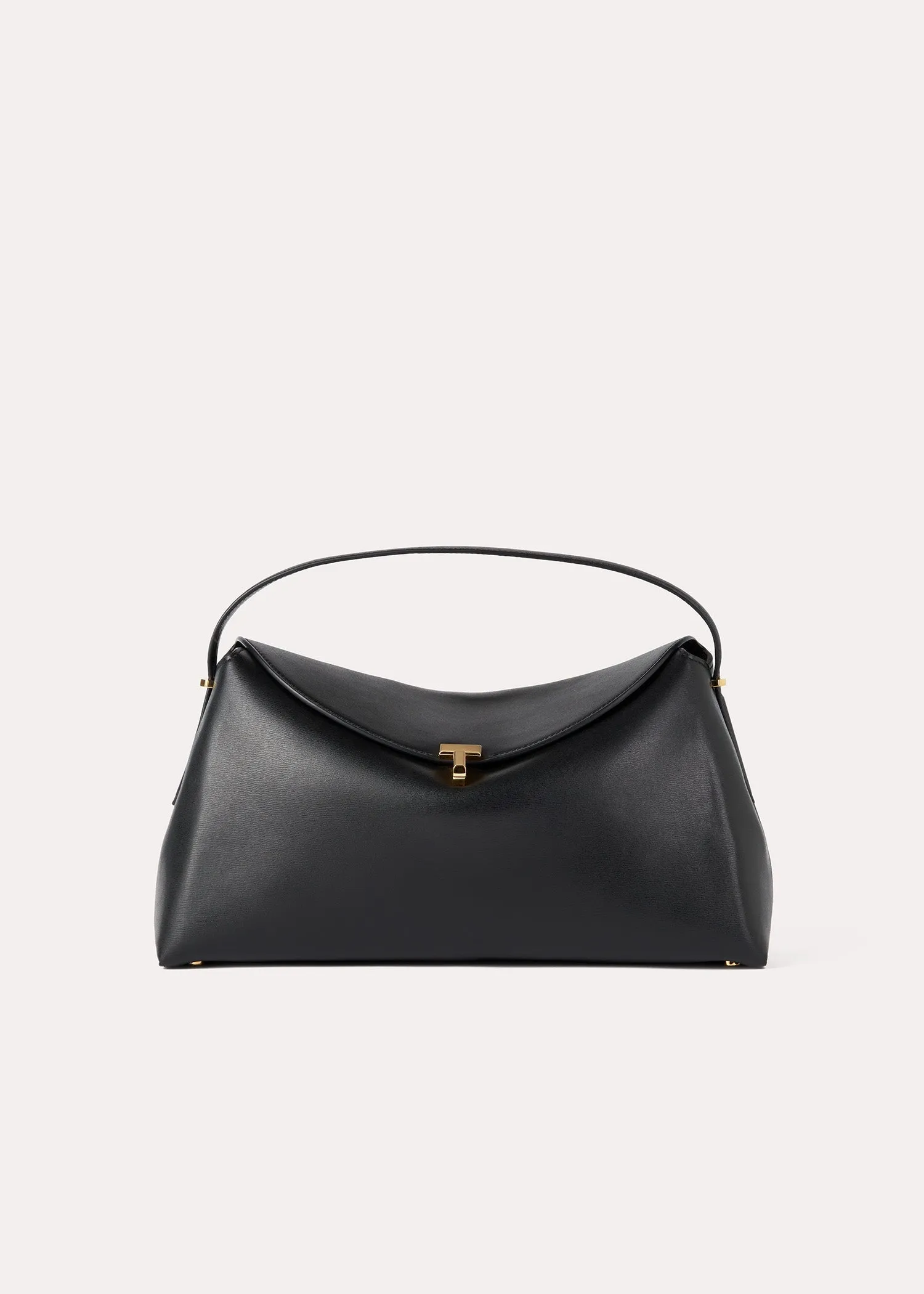 T-lock leather top handle black sold by Toteme