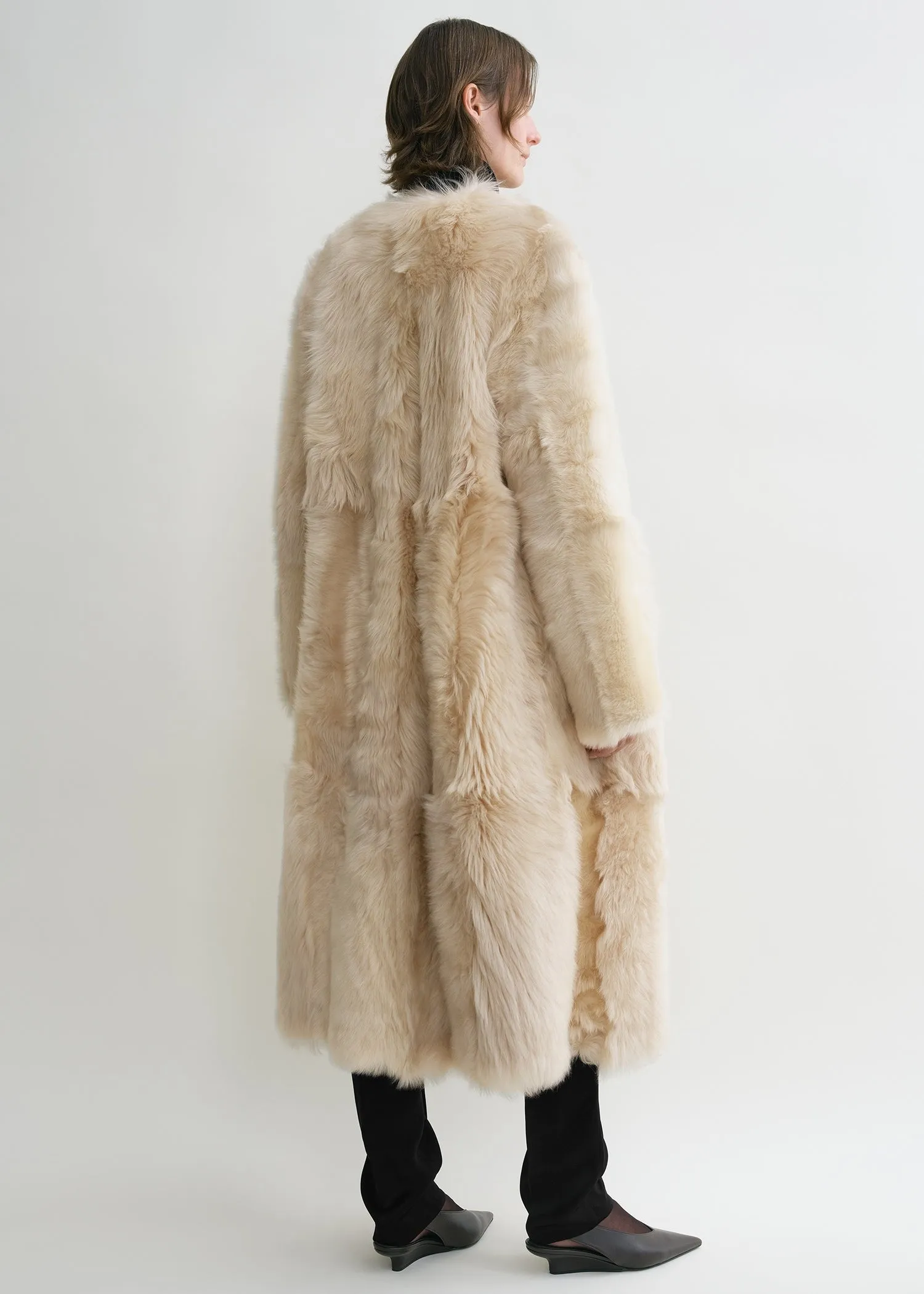 Silky shearling coat eggnog sold by Toteme product image thumbnail 3