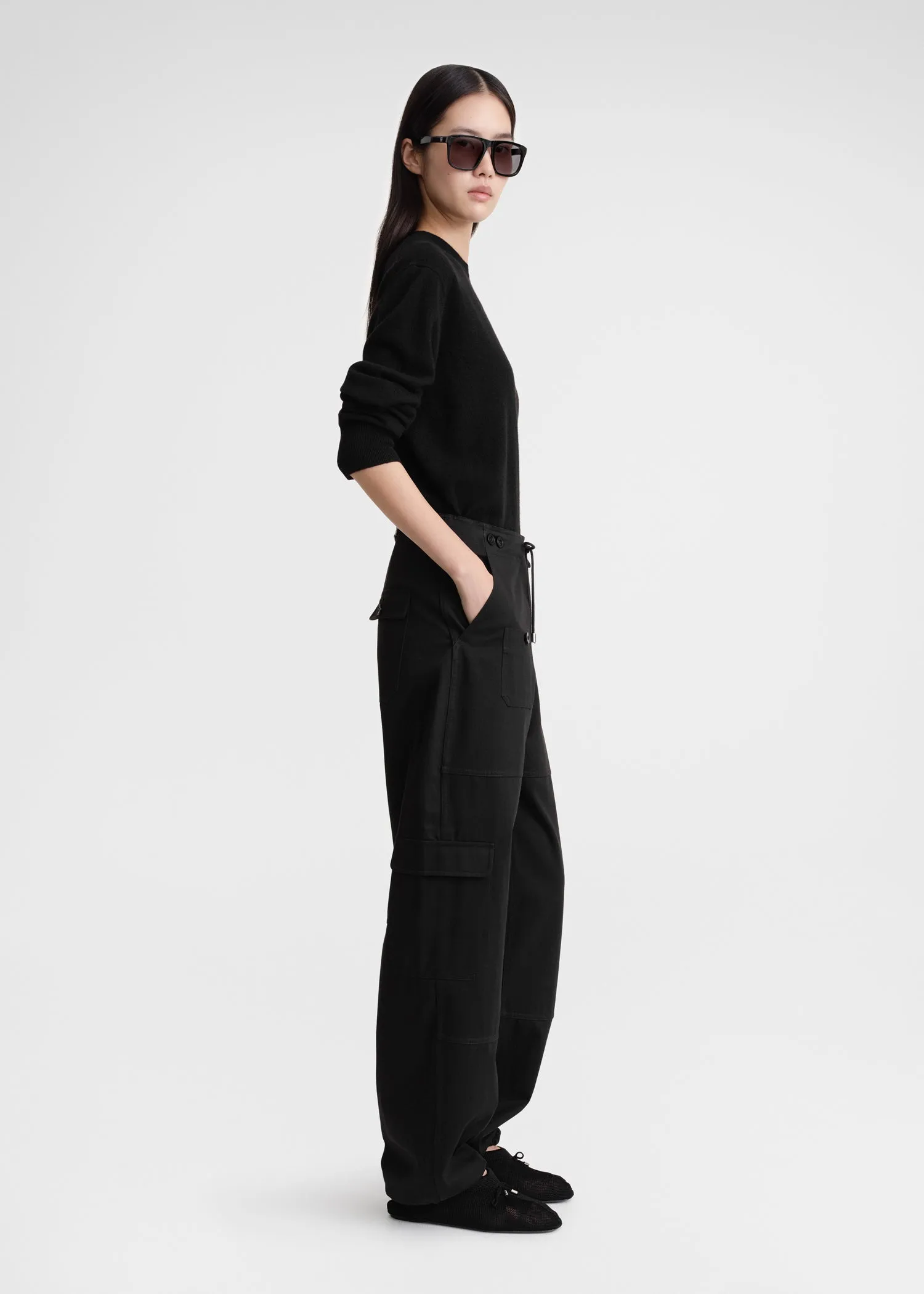 Cotton cargo trousers black sold by Toteme product image thumbnail 3
