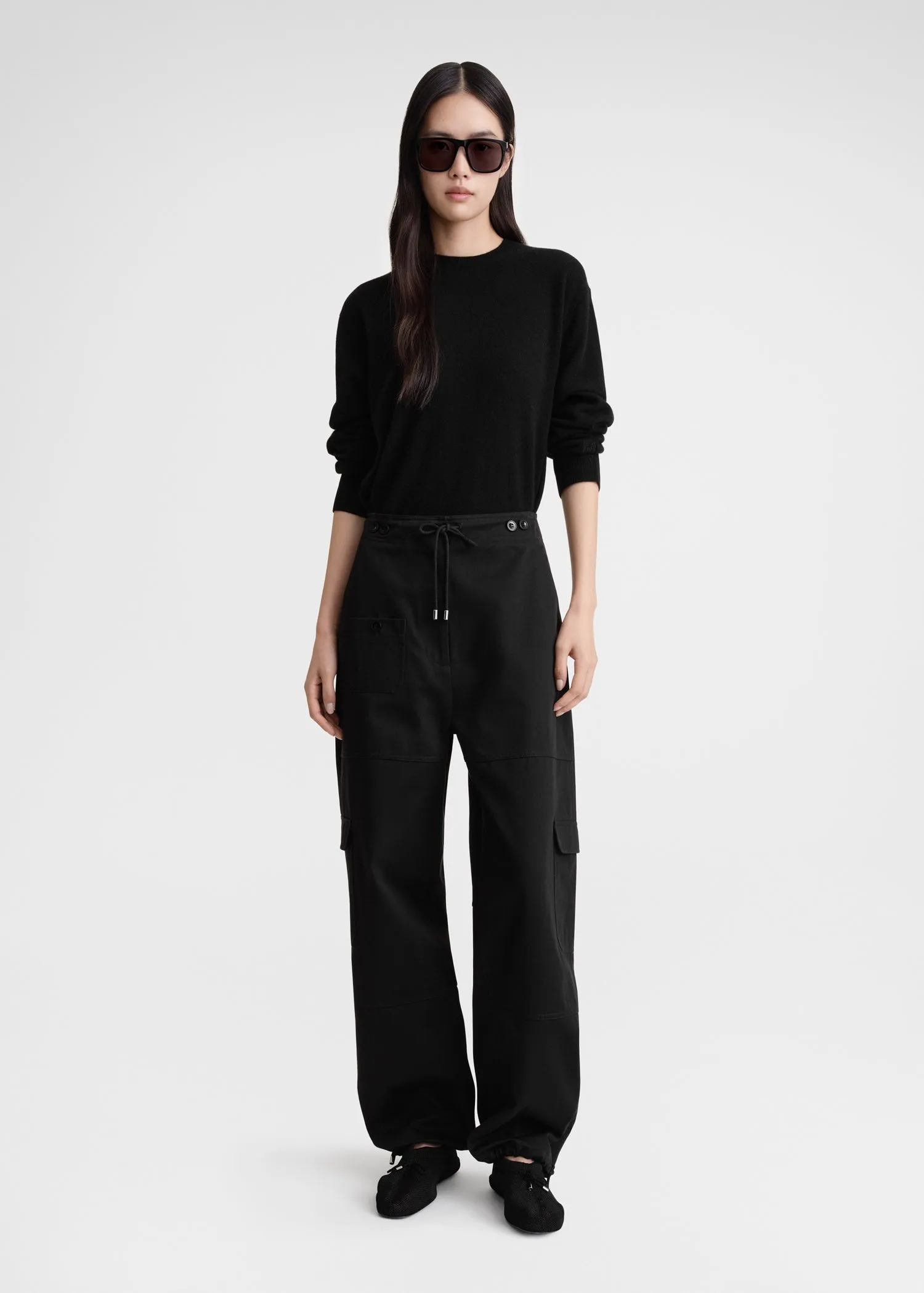 Cotton cargo trousers black sold by Toteme