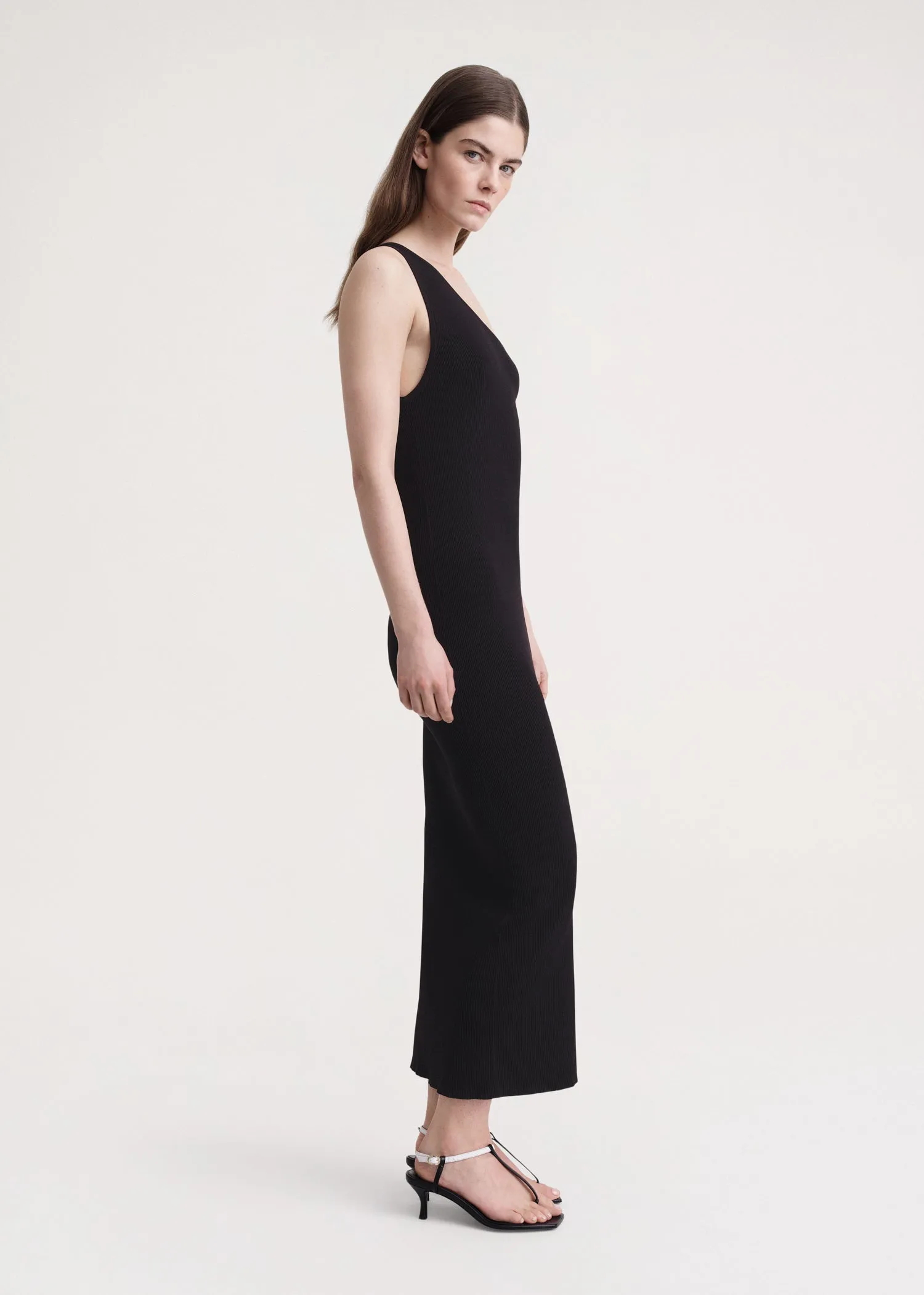 One-shoulder ribbed dress black sold by Toteme product image thumbnail 2