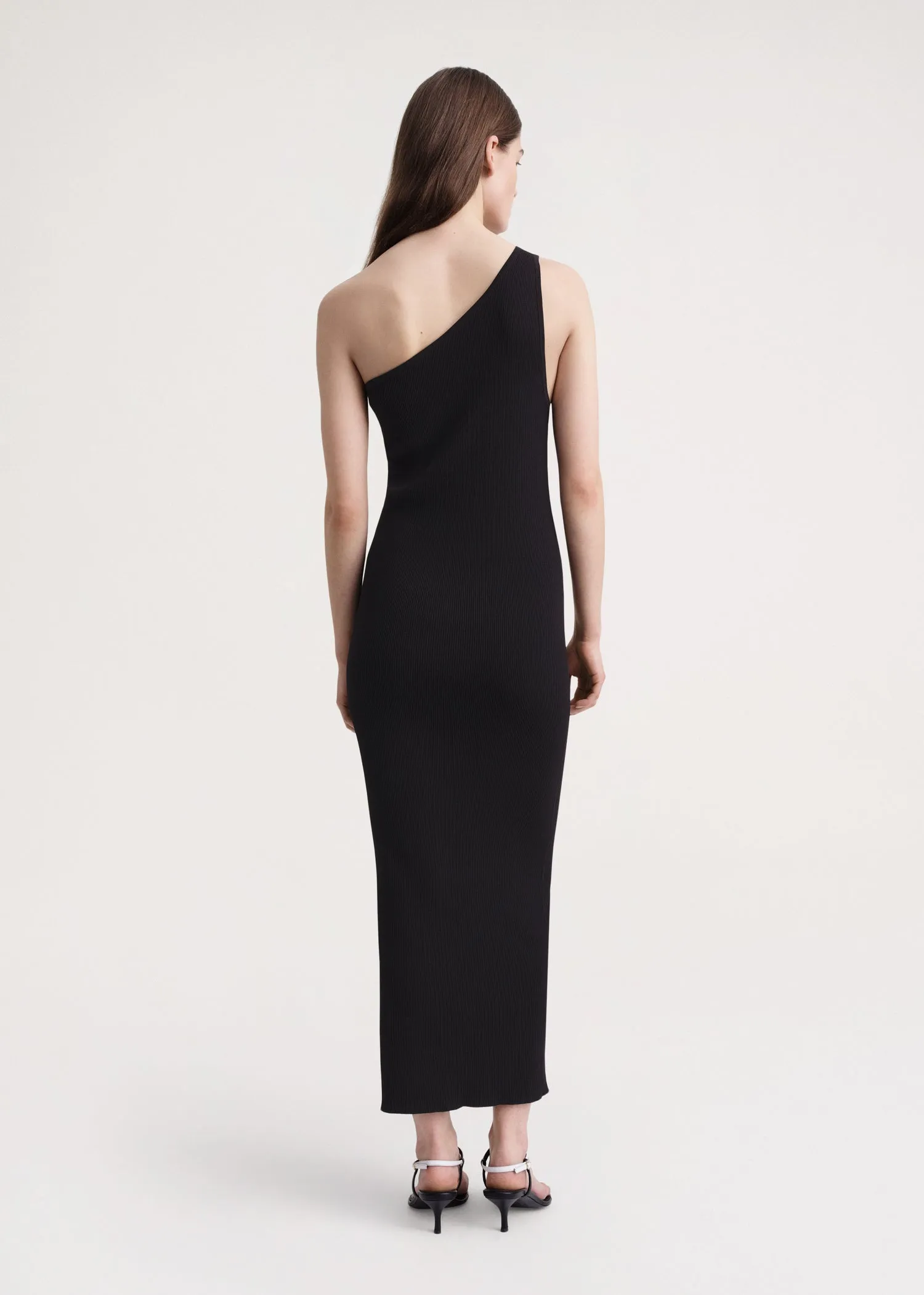 One-shoulder ribbed dress black sold by Toteme product image thumbnail 3