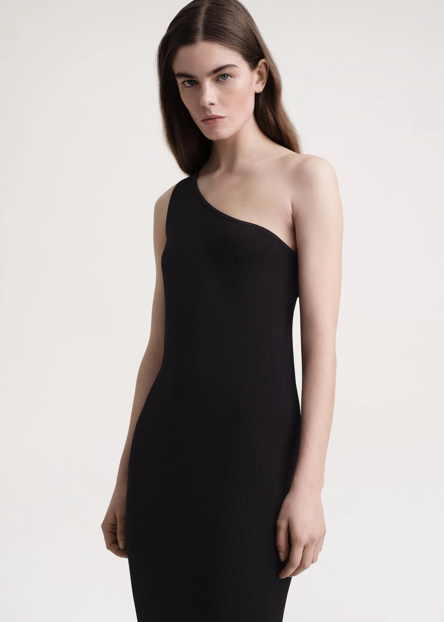 One-shoulder ribbed dress black sold by Toteme product image thumbnail 4