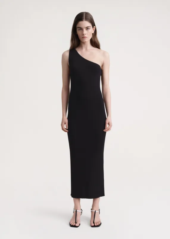 One-shoulder ribbed dress black made by Toteme