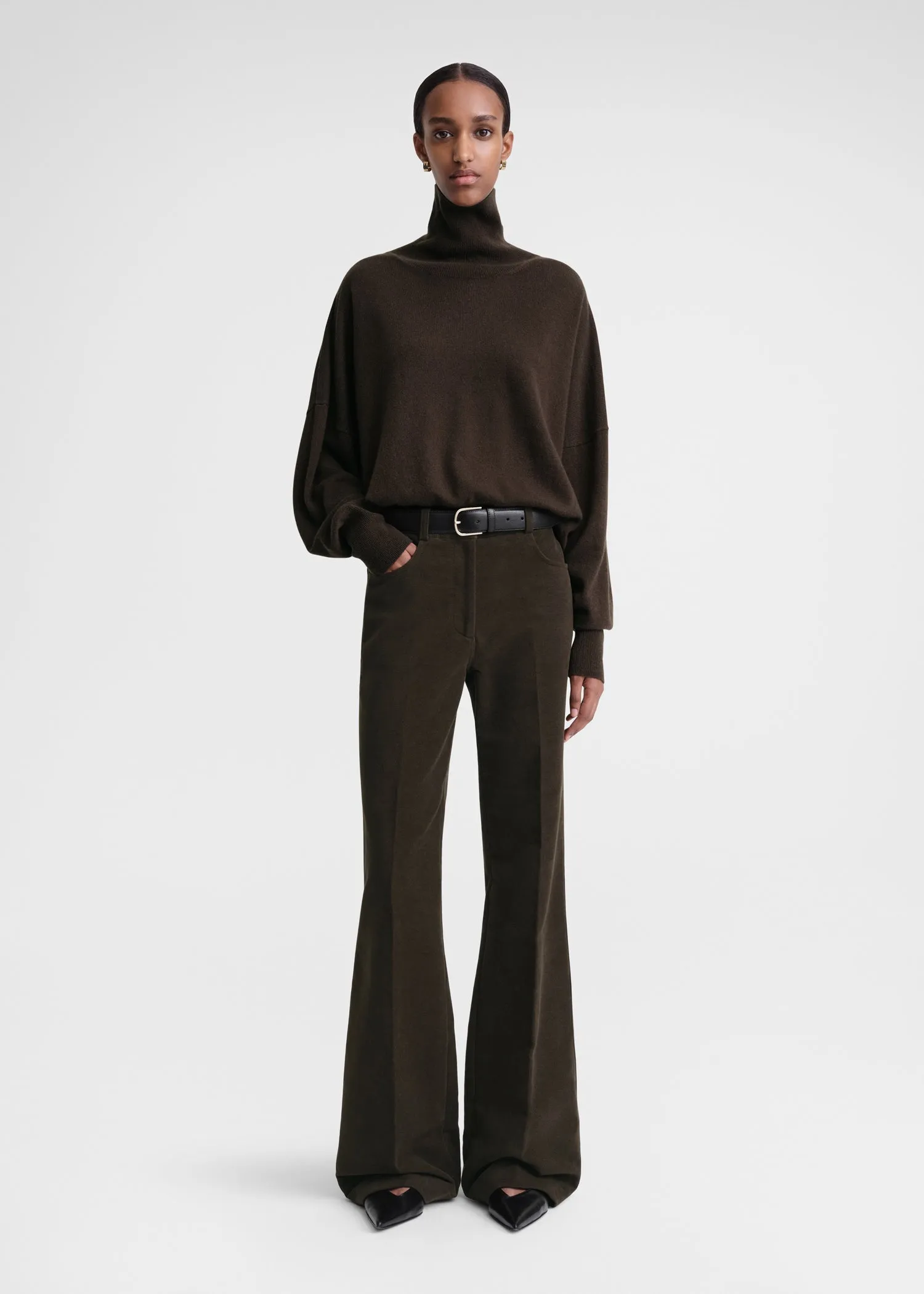 Cashmere turtleneck dark brown sold by Toteme