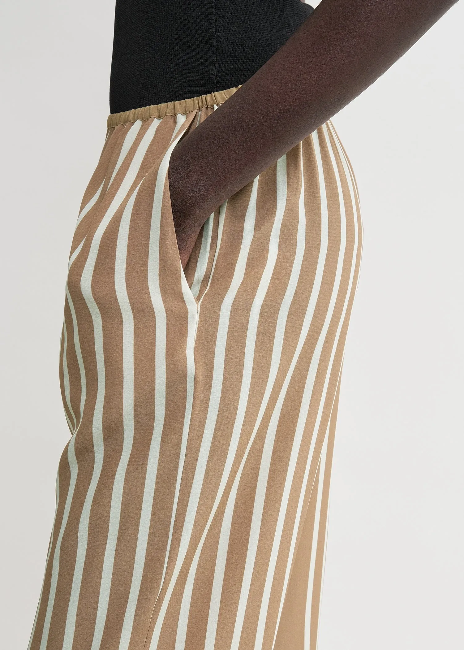 Monogram silk slacks camel/white sold by Toteme product image thumbnail 5