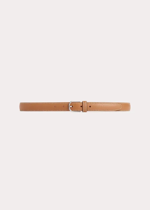 Slim grained-leather trouser belt tan sold by Toteme