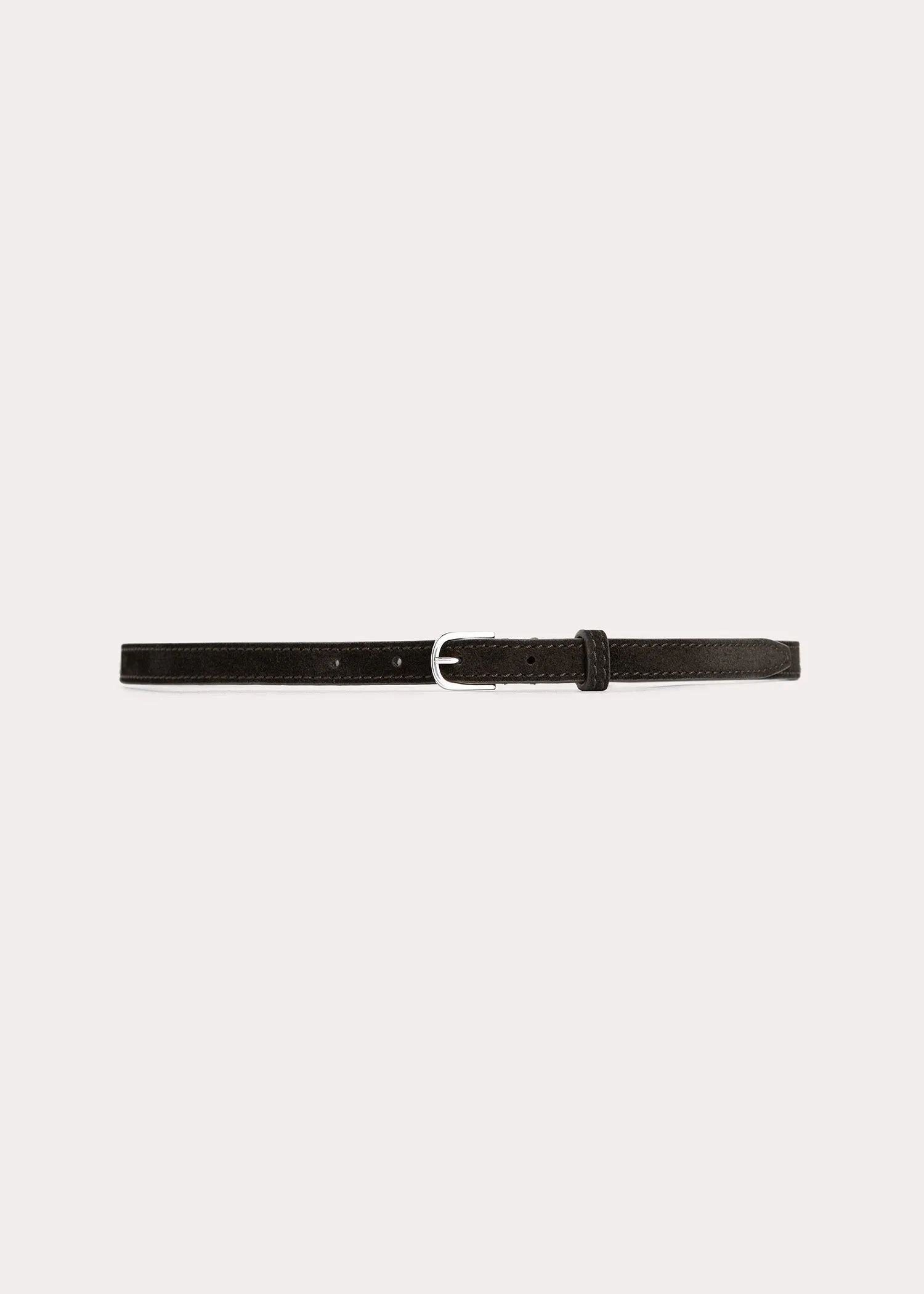 Thin suede belt espresso sold by Toteme