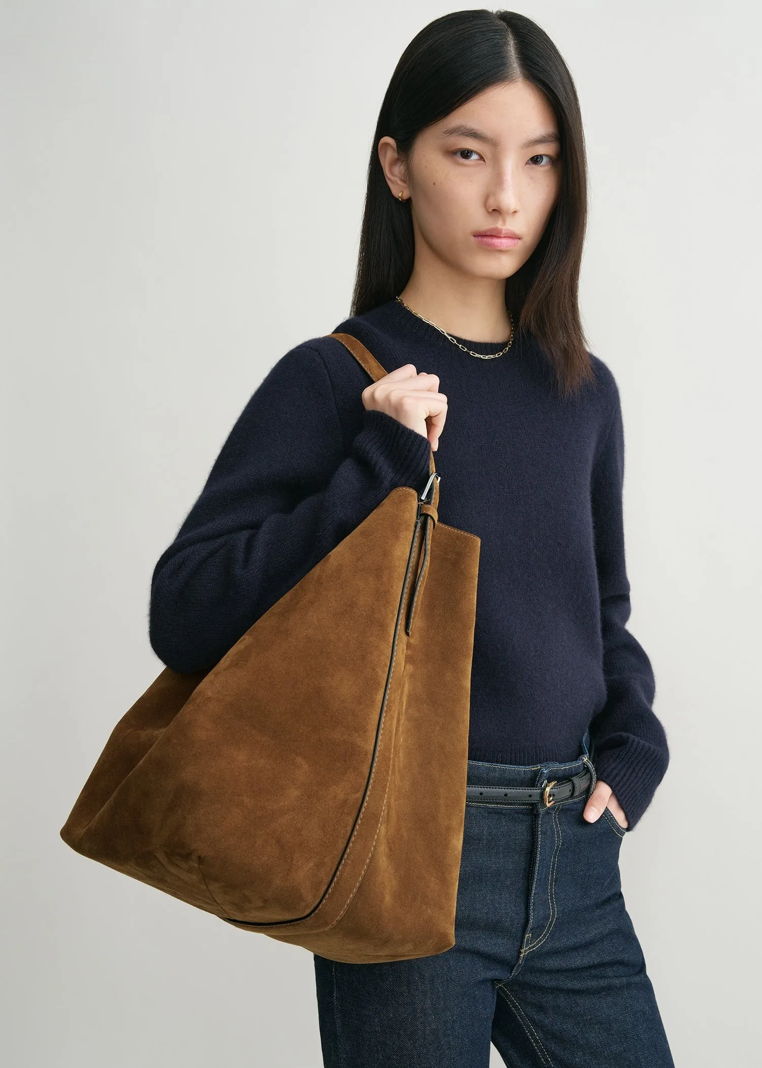 Belted suede tote tan sold by Toteme product image thumbnail 2