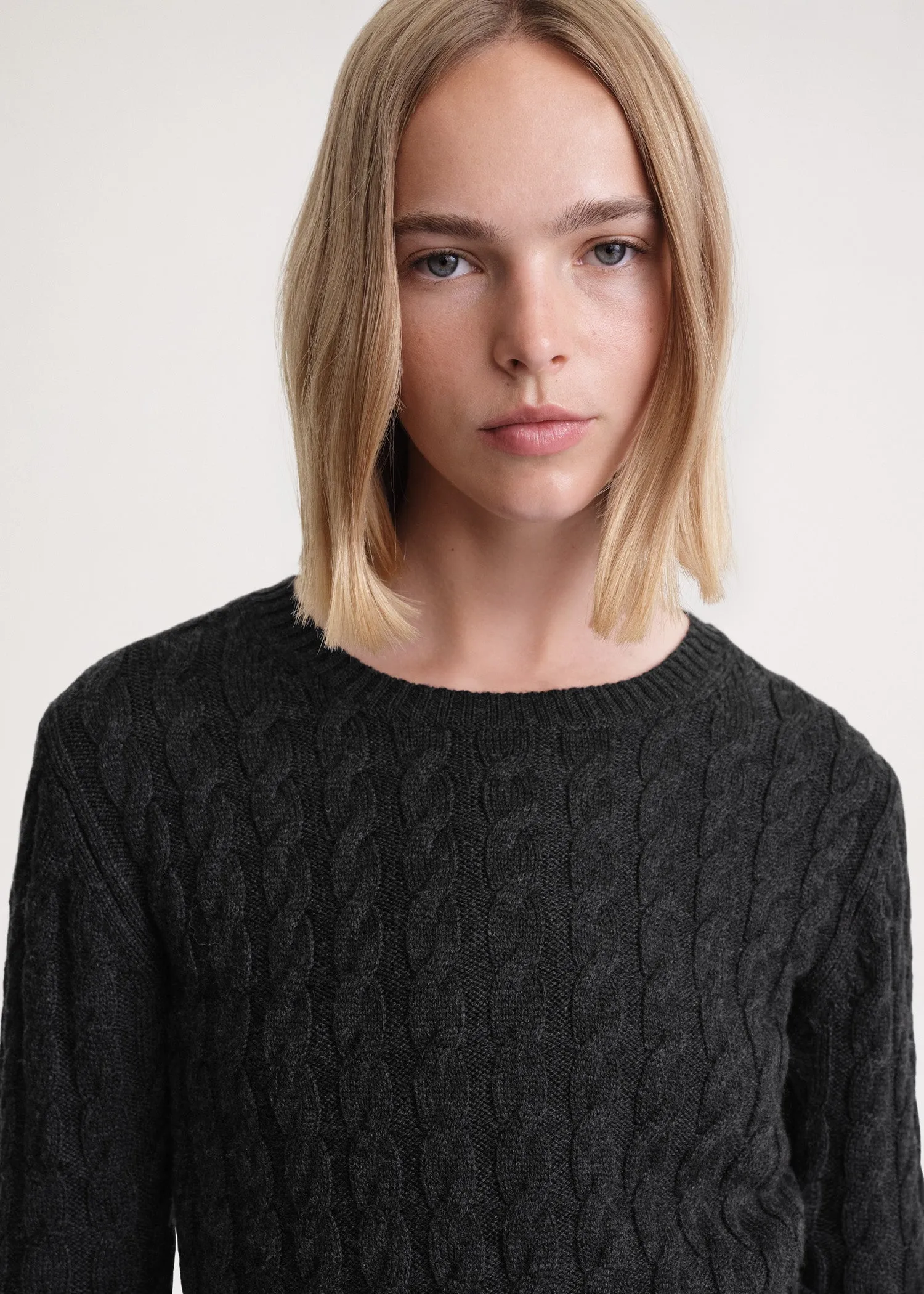 Petite cable knit charcoal melange sold by Toteme product image thumbnail 4