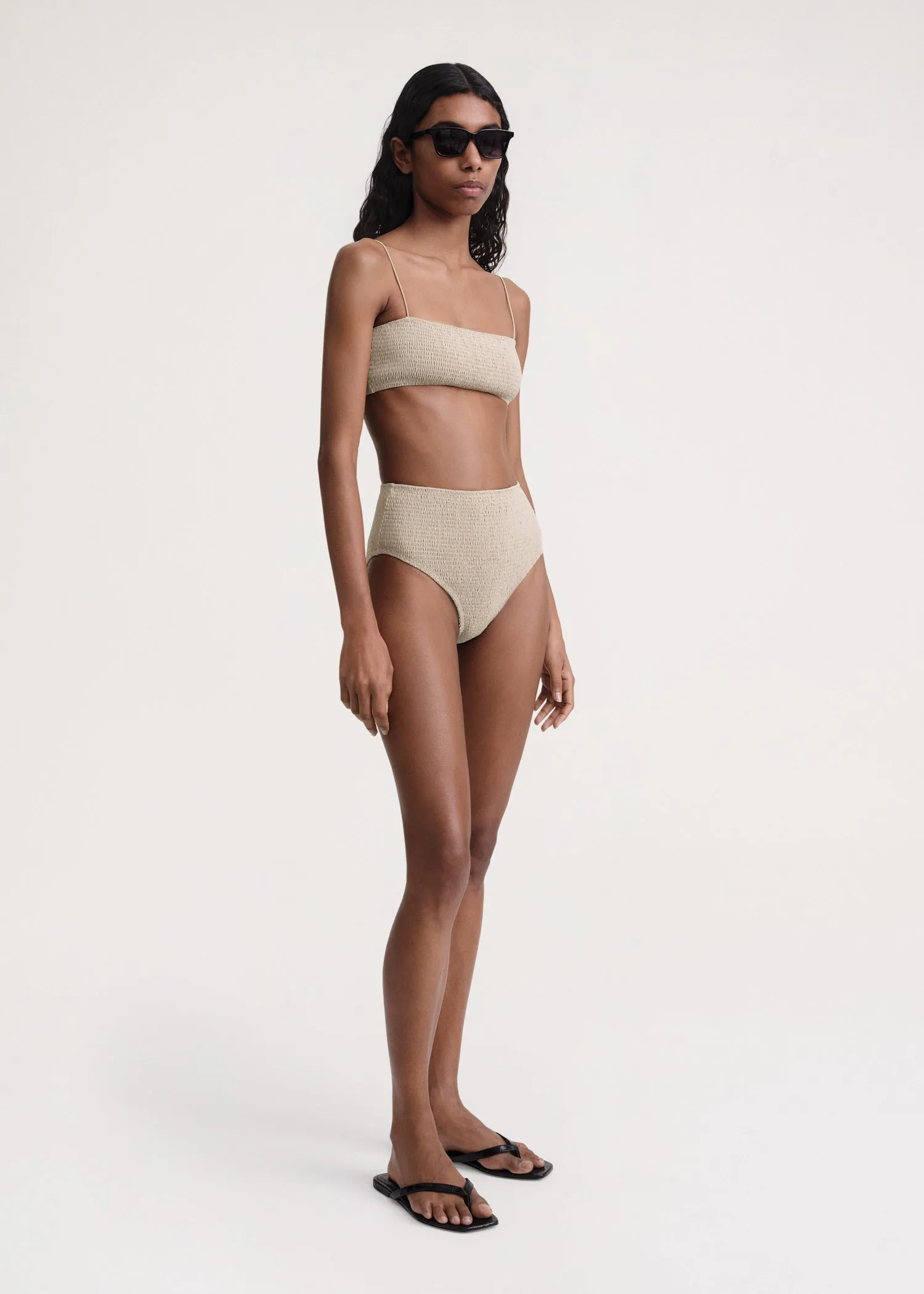 Smocked bikini bottoms overcast beige sold by Toteme product image thumbnail 2