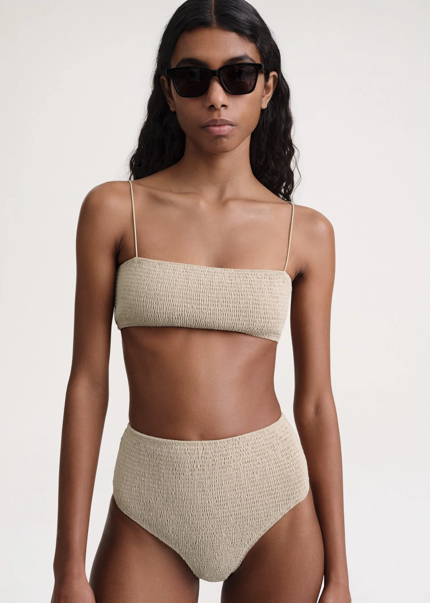 Smocked bikini bottoms overcast beige sold by Toteme product image thumbnail 4