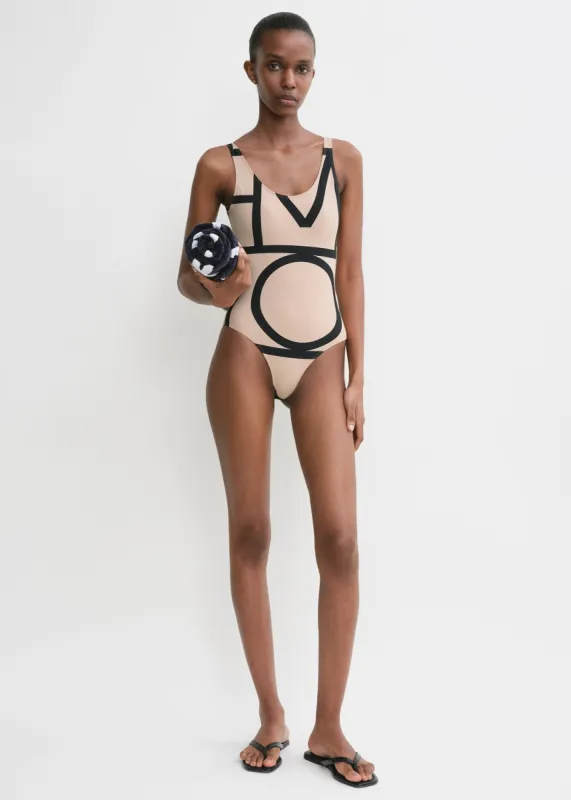 Monogram swimsuit beige made by Toteme