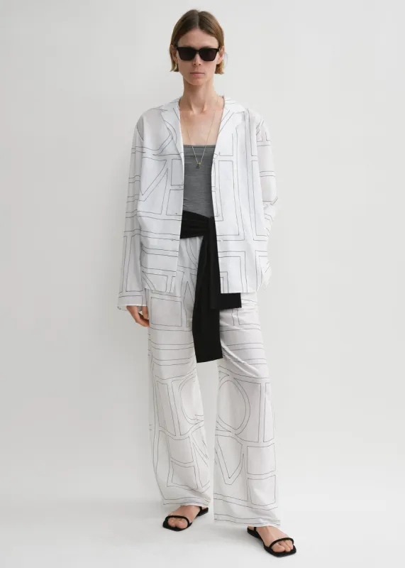 Monogram cotton-blend pj top white/black sold by Toteme