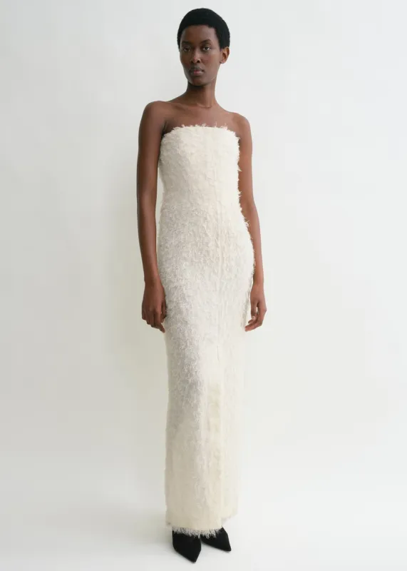 Strapless fil coupé dress ecru made by Toteme