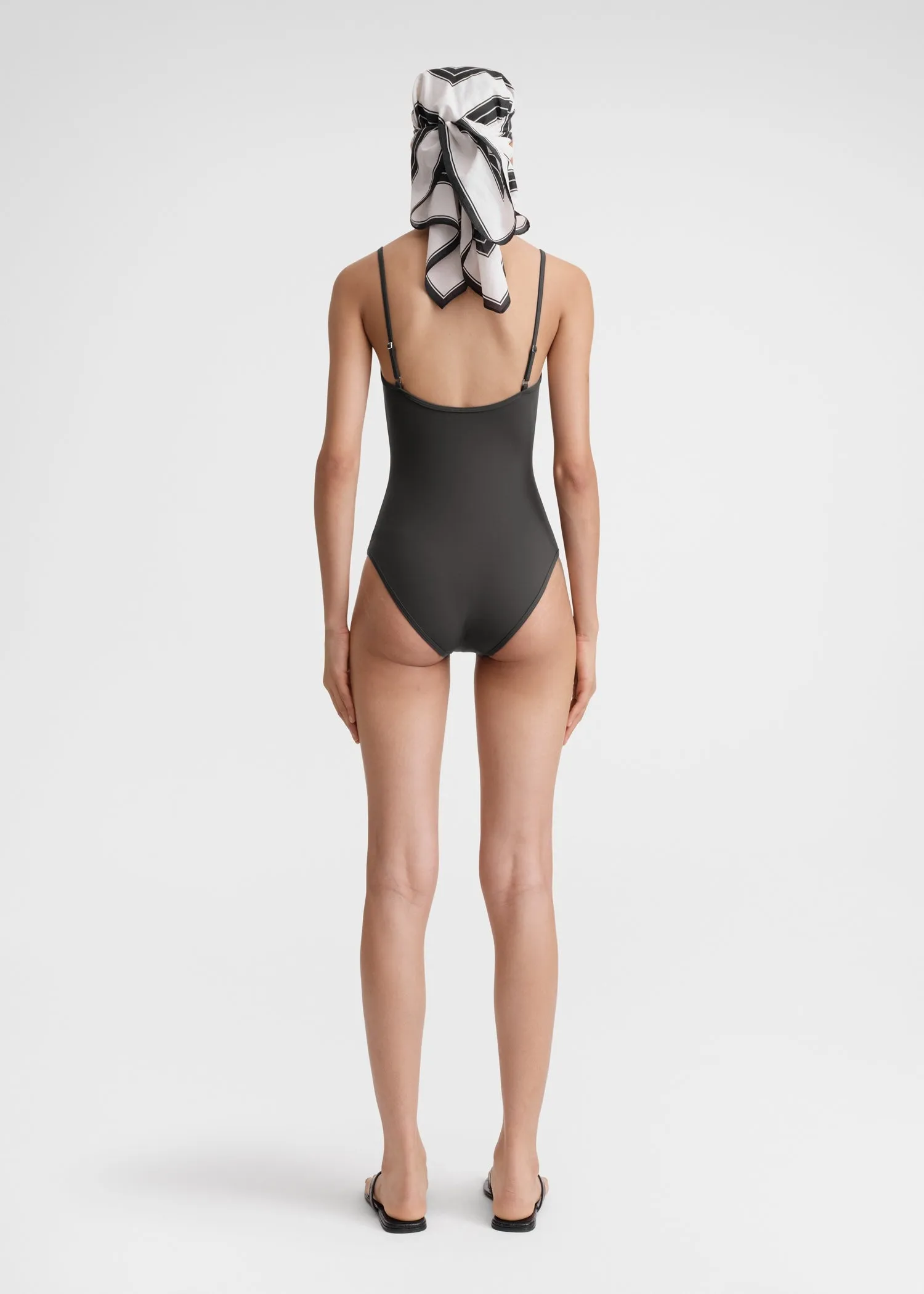 Square-neck swimsuit anthracite sold by Toteme product image thumbnail 3