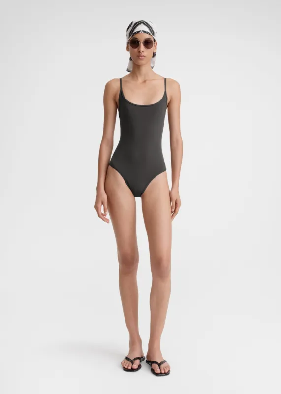 Square-neck swimsuit anthracite made by Toteme