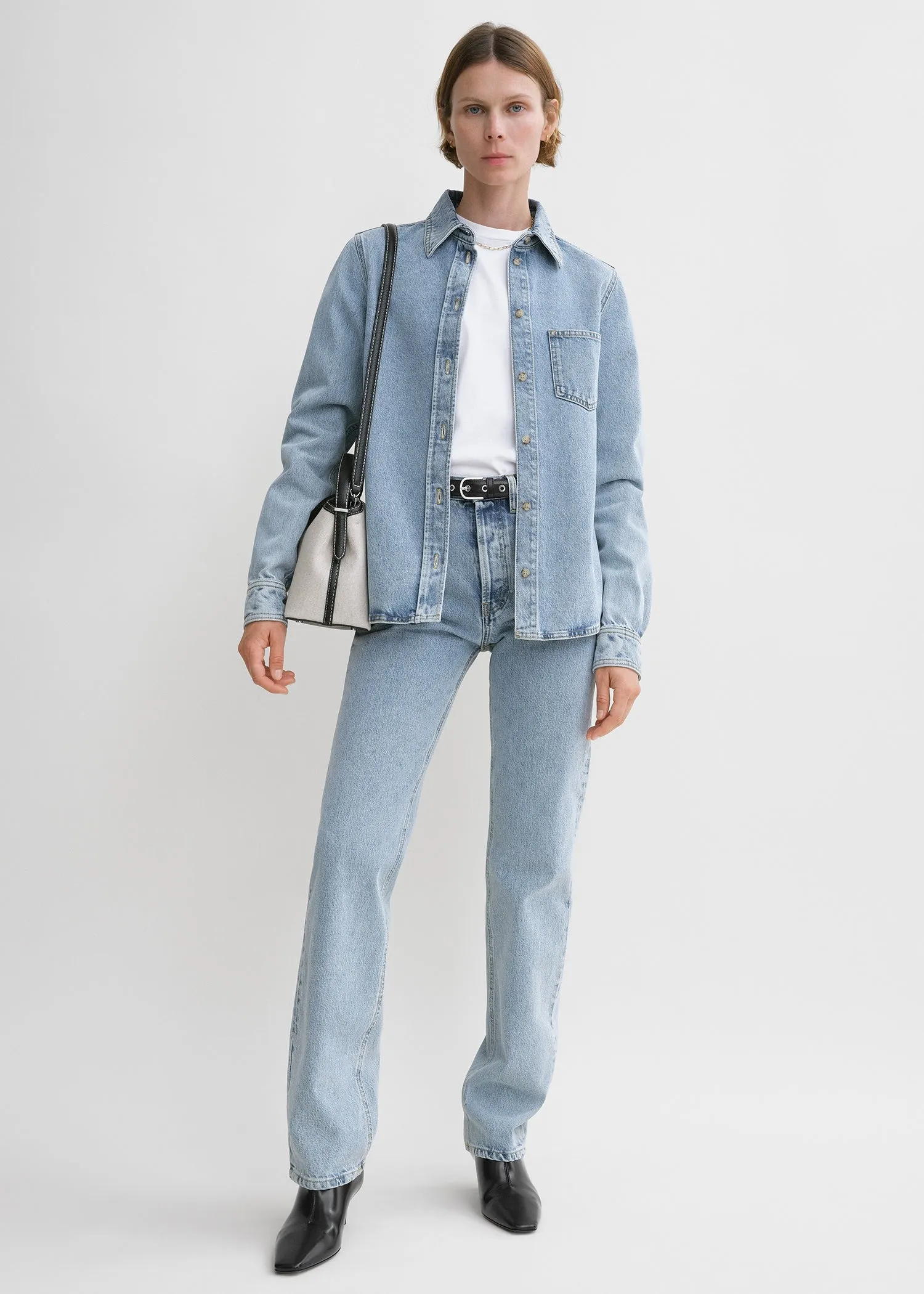 Petite denim shirt cool blue sold by Toteme