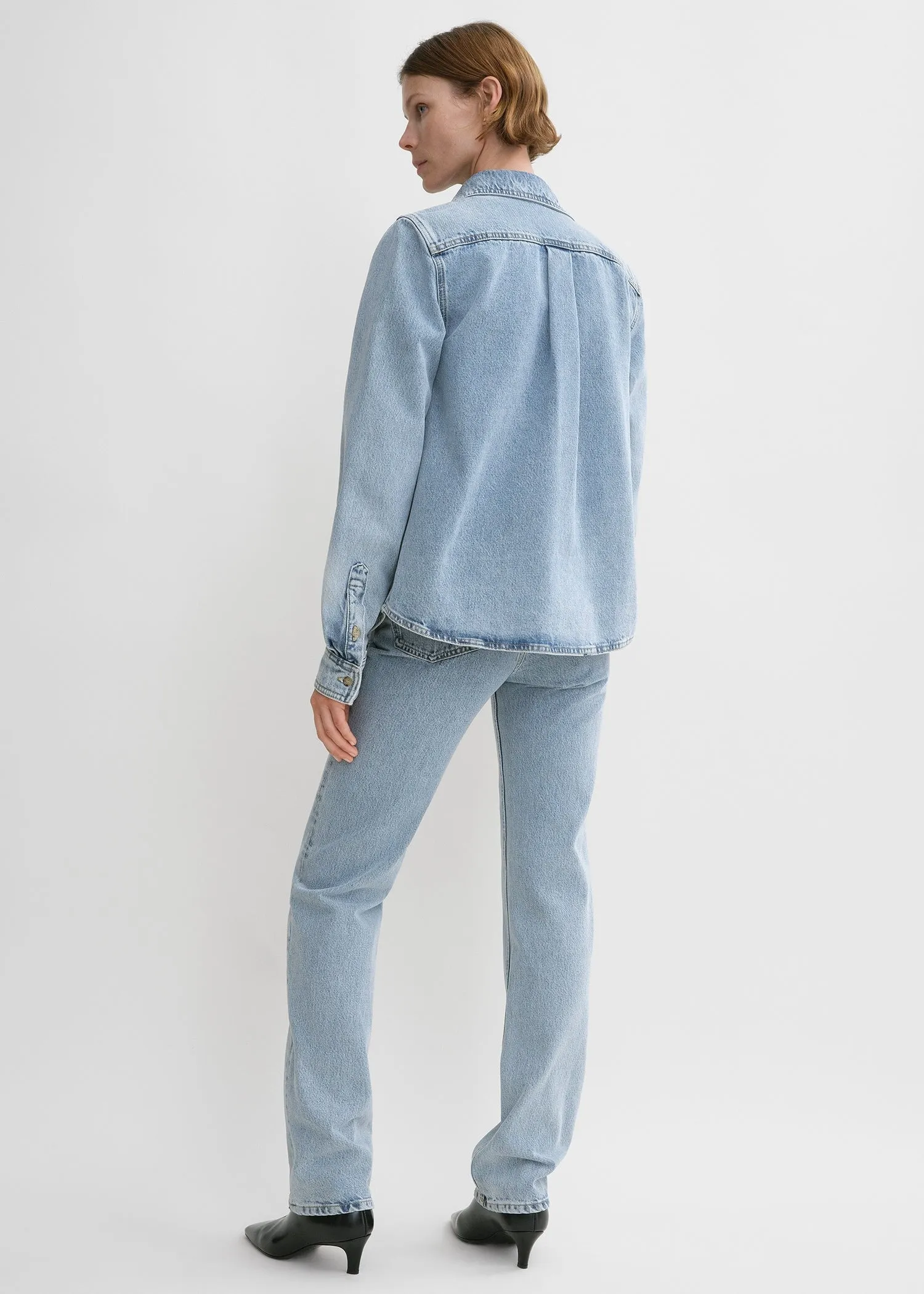 Petite denim shirt cool blue sold by Toteme product image thumbnail 3