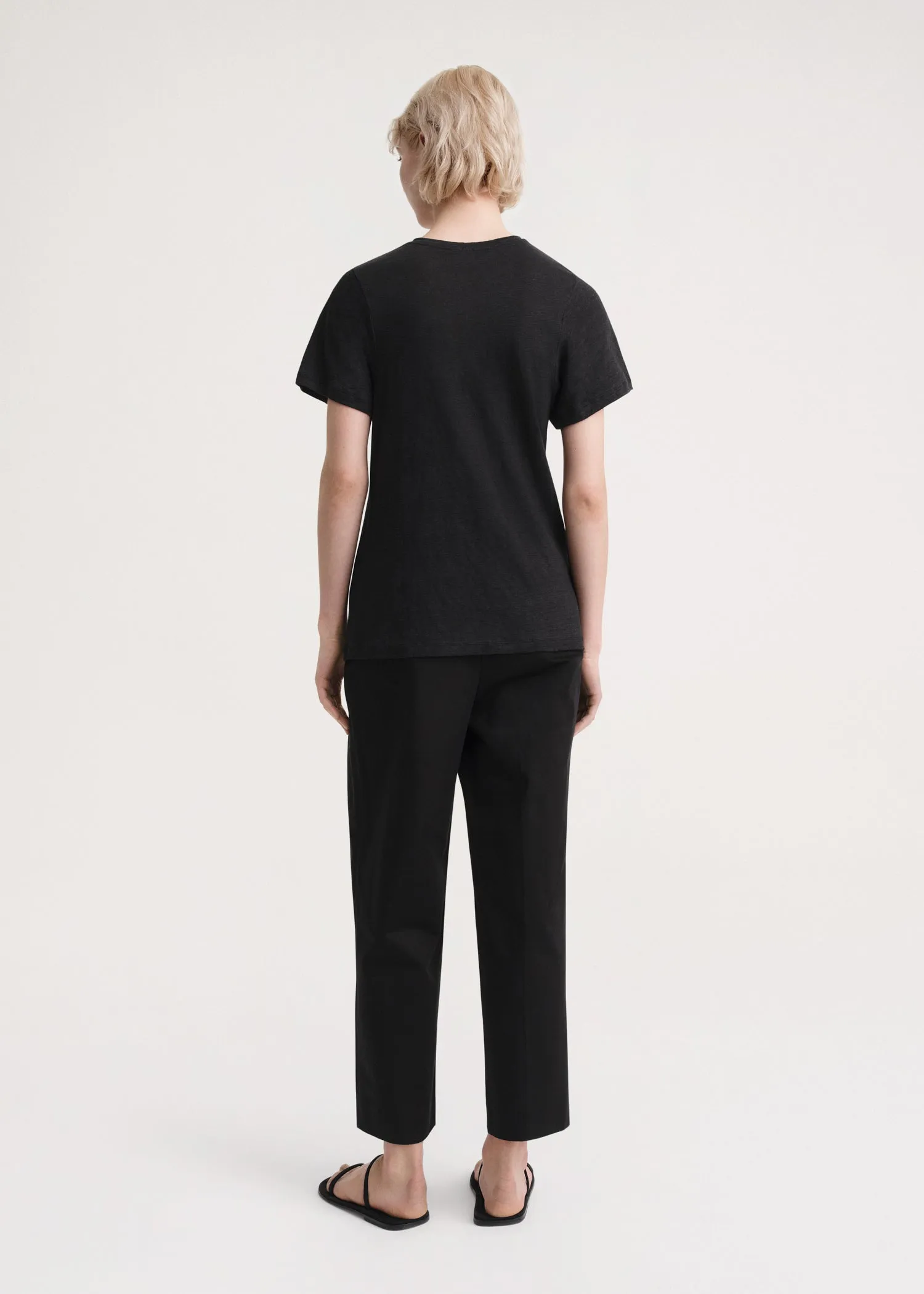 Curved seam linen tee black sold by Toteme product image thumbnail 3