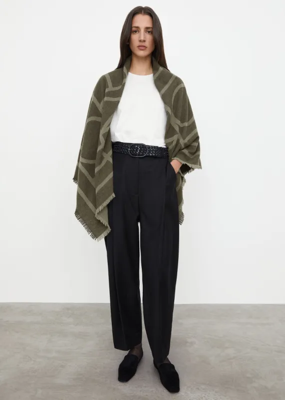 Monogram wool cashmere scarf sage sold by Toteme