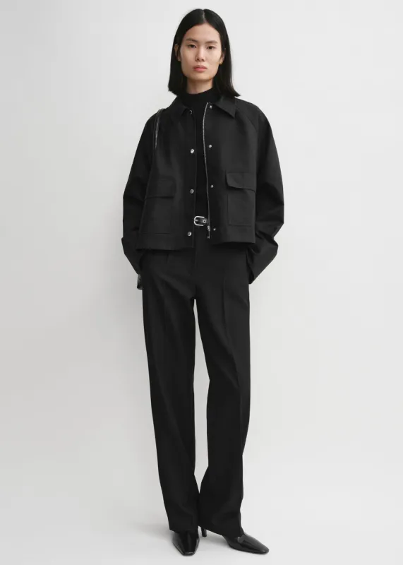 Cropped cotton jacket black made by Toteme
