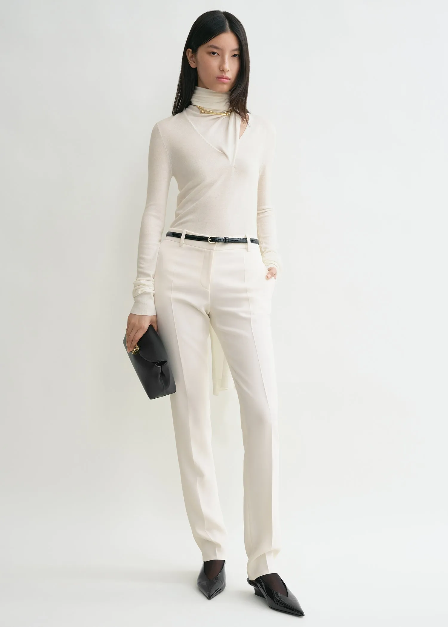 Draped-scarf fine knit off-white sold by Toteme