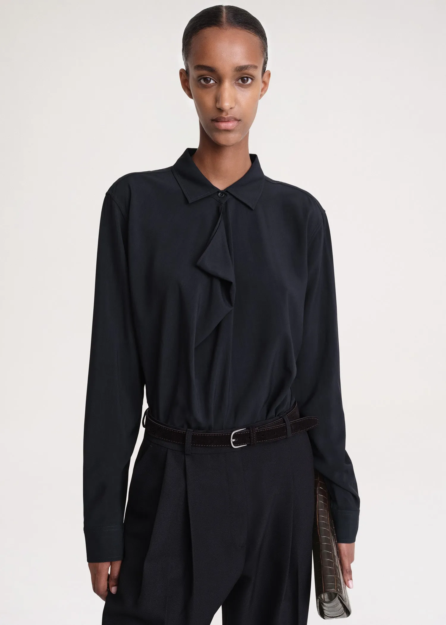 Drape-front shirt navy sold by Toteme product image thumbnail 4