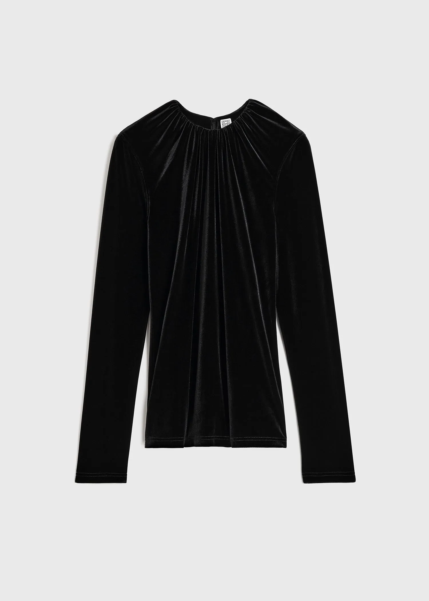 Gathered-neck velvet top black sold by Toteme product image thumbnail 5
