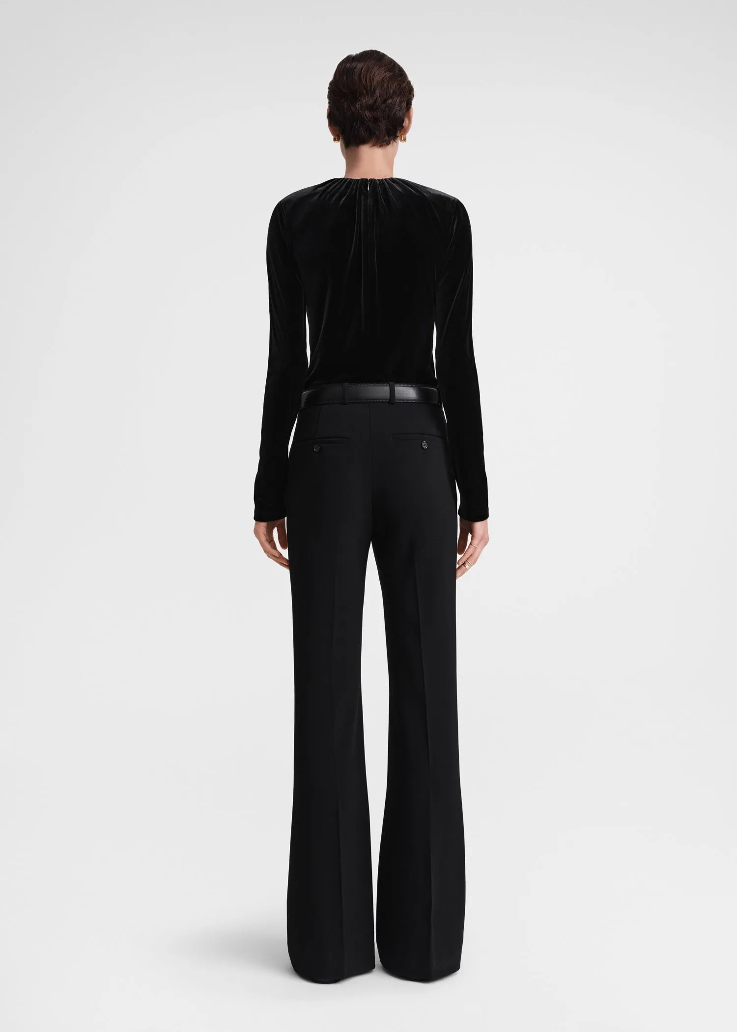 Gathered-neck velvet top black sold by Toteme product image thumbnail 3