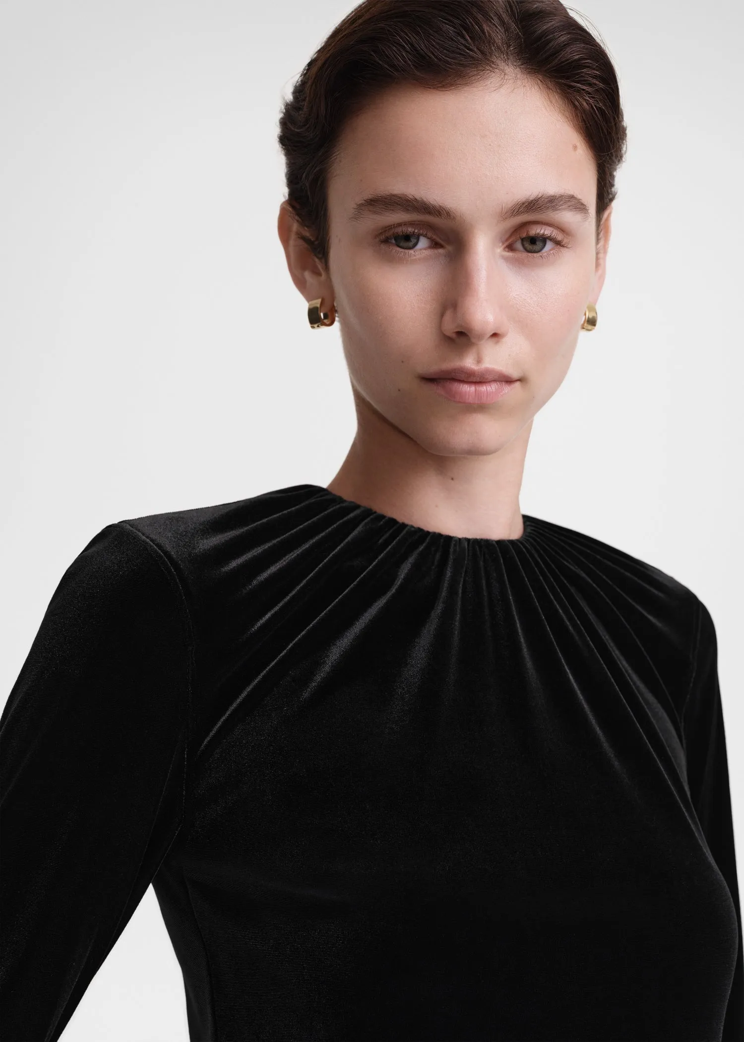 Gathered-neck velvet top black sold by Toteme product image thumbnail 4