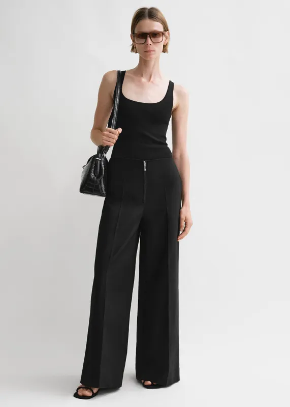 Zip-front wide trousers black sold by Toteme
