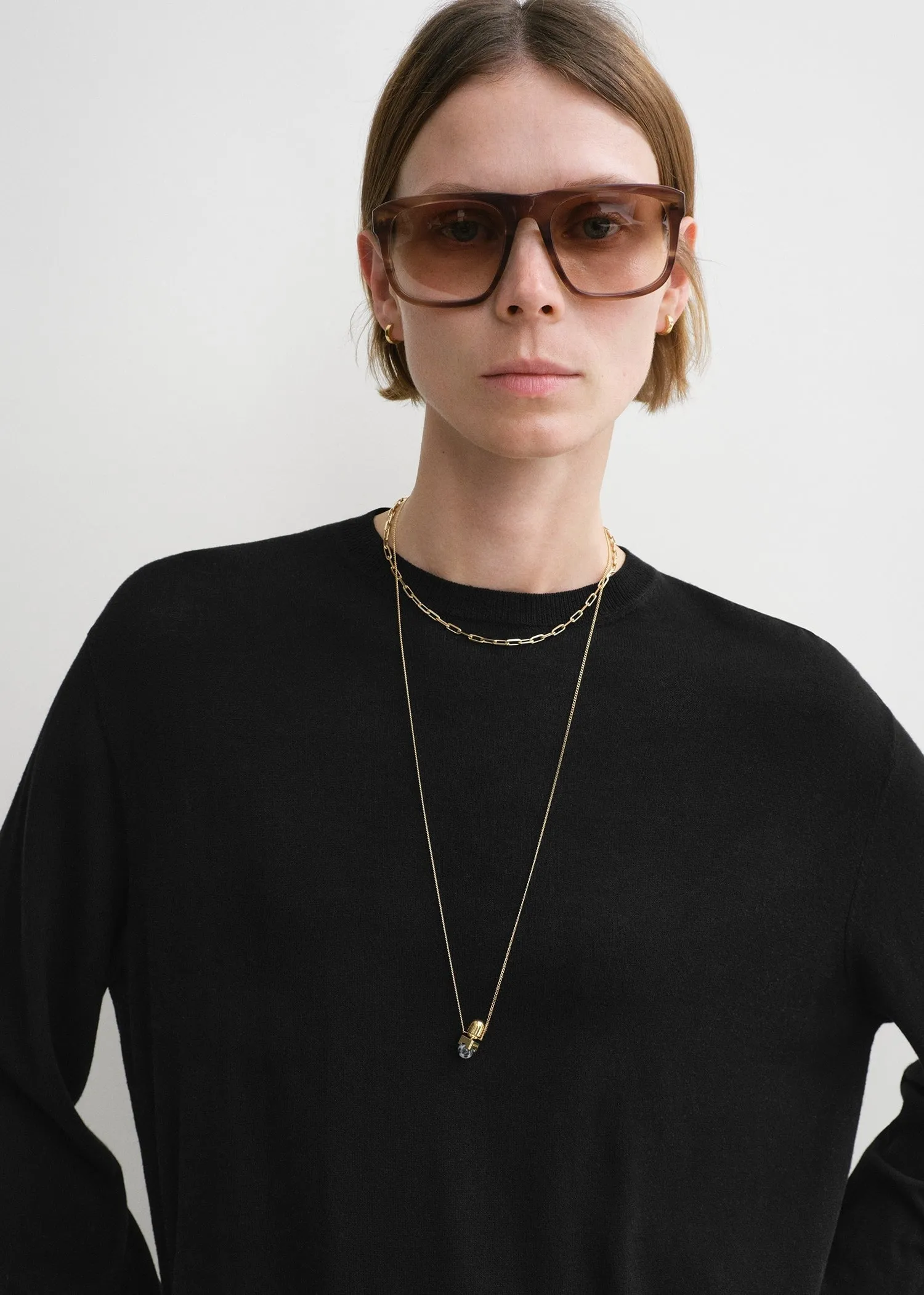 Crew-neck silk cashmere knit black sold by Toteme product image thumbnail 4