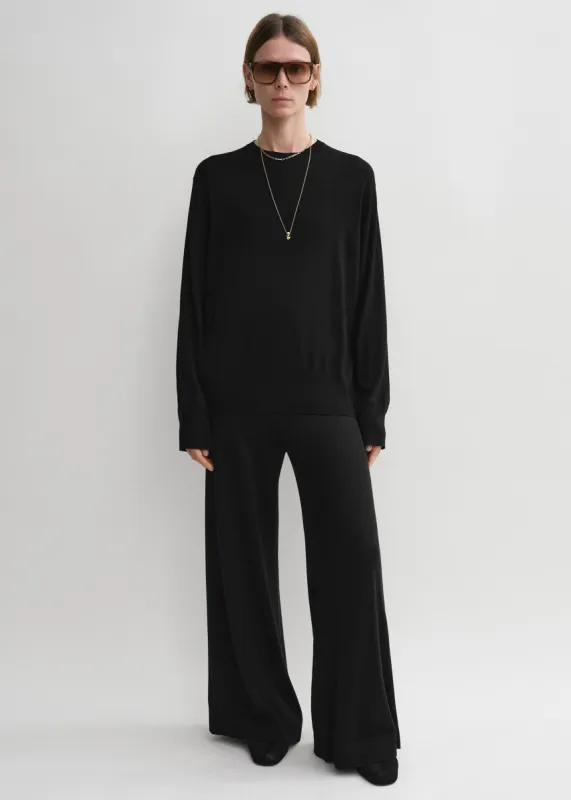 Crew-neck silk cashmere knit black sold by Toteme
