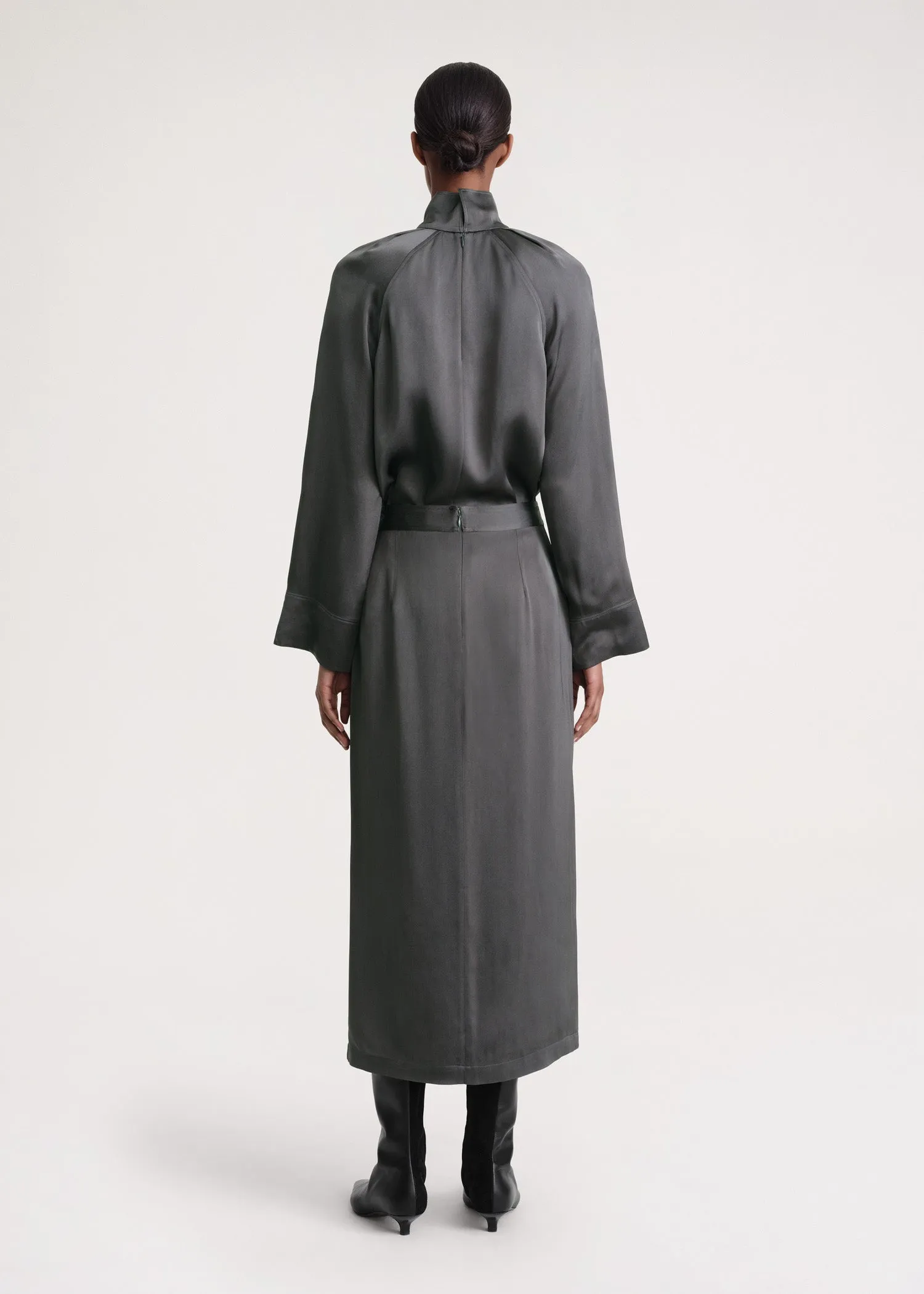 Front-split satin midi skirt lead sold by Toteme product image thumbnail 3