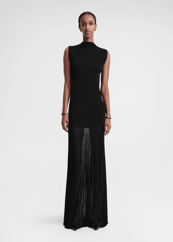 Plissé-knitted evening dress black sold by Toteme