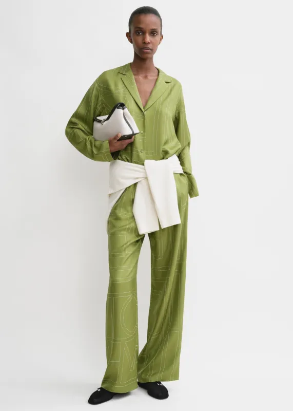 Monogram silk pj bottoms laurel sold by Toteme
