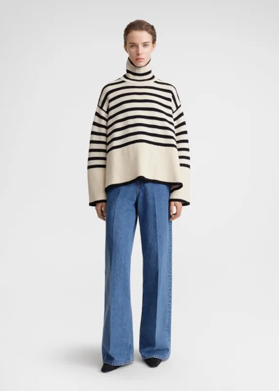 Signature stripe turtleneck light sand made by Toteme