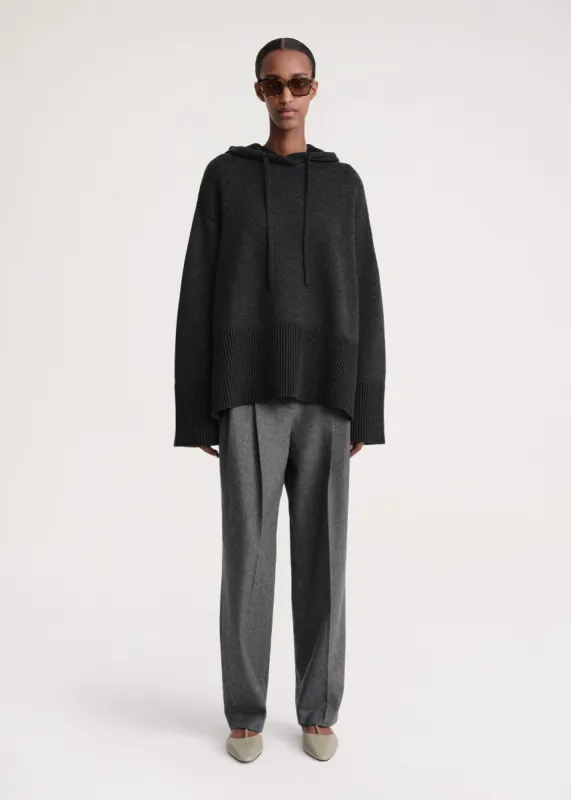 Signature hooded knit charcoal melange sold by Toteme