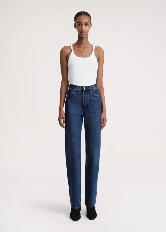 Scoop neck rib tank white sold by Toteme