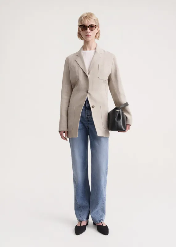 Slim linen blazer wheat mélange made by Toteme