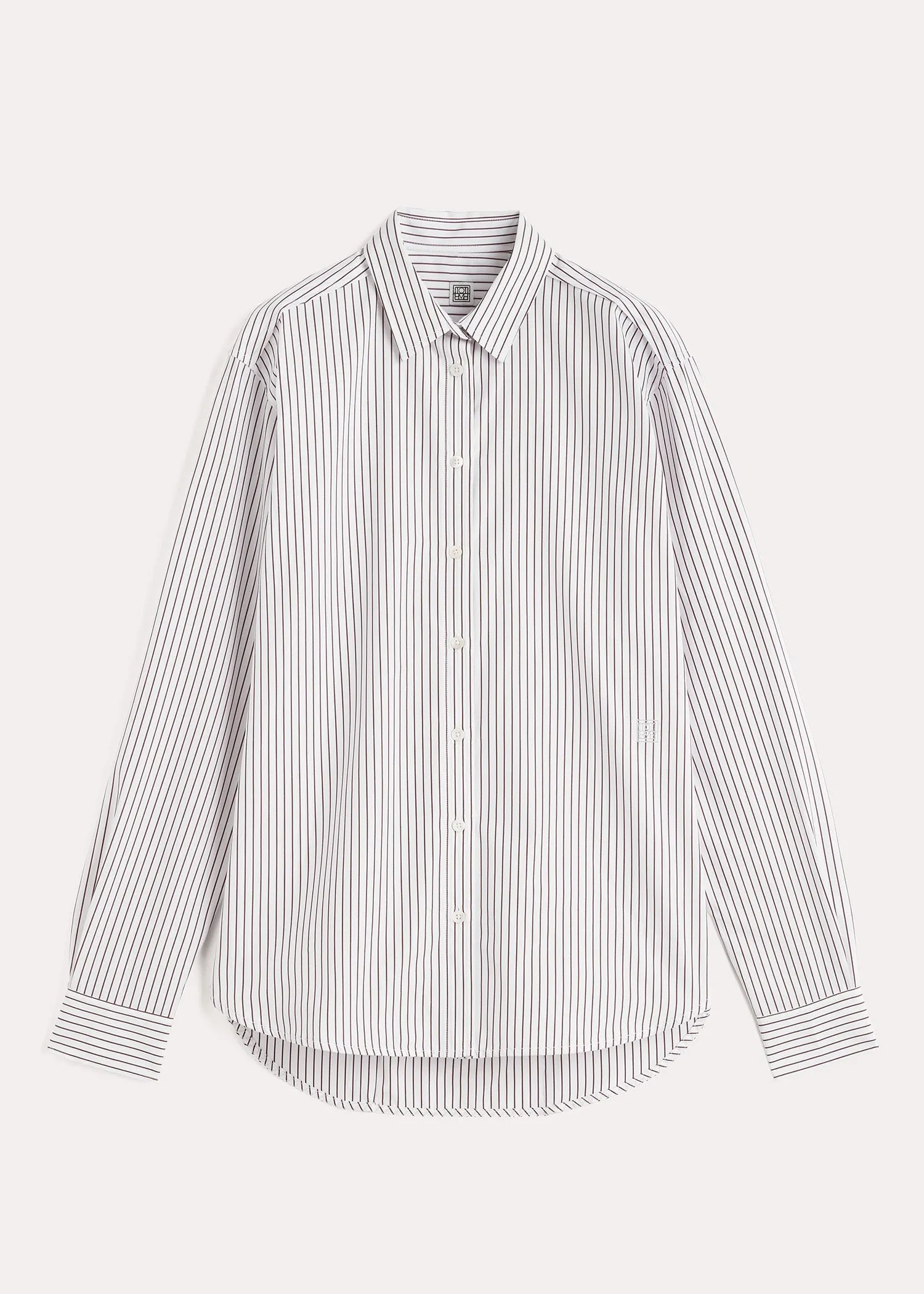 Signature cotton shirt white/brown sold by Toteme product image thumbnail 5